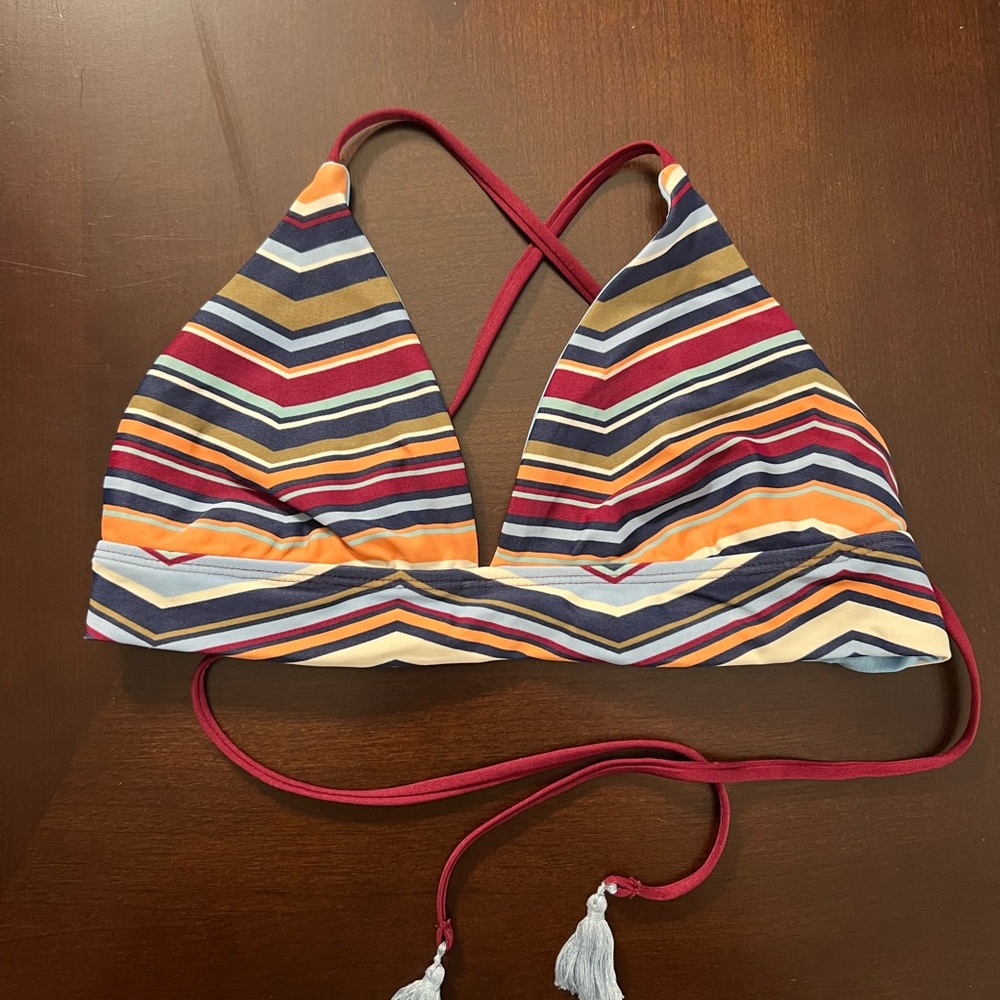 American Eagle Striped Multicolor Swim Top Sz S